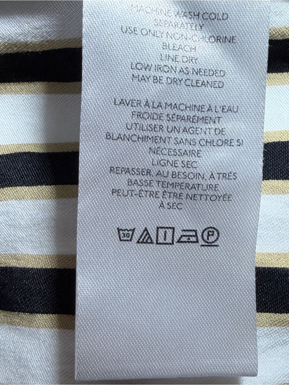 Anthropologie Maeve Black, Gold Tone White Mix Stripe Button-Down Shirt Small - Picture 7 of 7